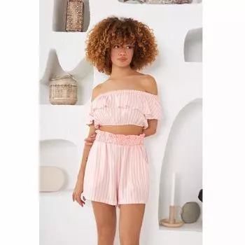 Розовые плетеные шорты без бретелек NBB