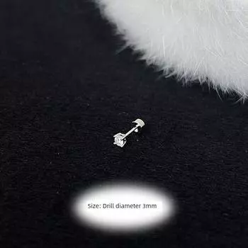 Розовые повседневные мини-компактные супер-блестящие циркониевые серьги-пусеты из титановой стали, деликатные серьги-подвески, гвоздик для кости, не нужно снимать, уход за ушами, шпилька для кости уха 3mm zircon white earring single