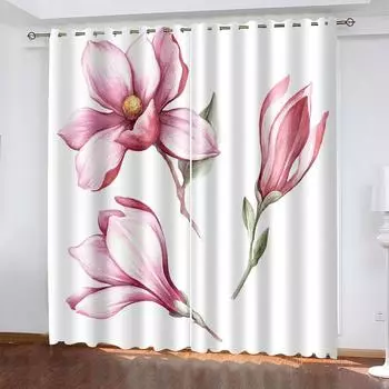 Розовые розы Цветочные девушки оконные шторы для детей спальня гостиная зал украшения кухни дверь декор шторы жалюзи 2 шт W50 X H130(CM)X2&Hook