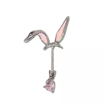 Розовые серьги-каффы с кроличьими ушками, изящный дизайн с животными, не вызывающий раздражения сплав, серьги-гвоздики, аксессуар для повседневной носки разноцветный