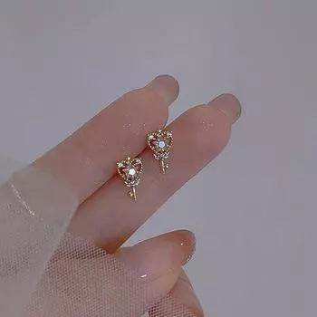 Розовые серьги Magic Wand женские легкие роскошные простые серьги-звездочки из циркония темпераментные серьги-пентаграммы со скипетром