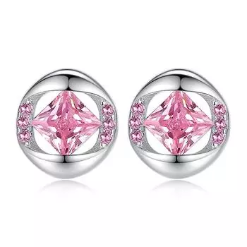 Розовые серьги с цирконием для женщин, простые корейские версии, милые индивидуальные ювелирные изделия, серьги-шпильки, ювелирные изделия белый