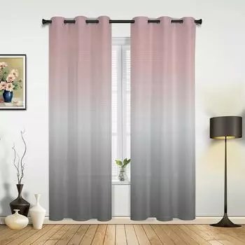 Розовые серые градиентные шторы для спальни, гостиной, шторы для кухни, детской комнаты, занавески для окна, современный домашний декор 135W x 60H(cm) x1