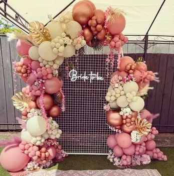 Розовые шары, арка, гирлянда, комплект, хромированные золотые шары, украшения на день рождения, свадьбу, годовщину, детскую вечеринку, принадлежности для вечеринки as photo