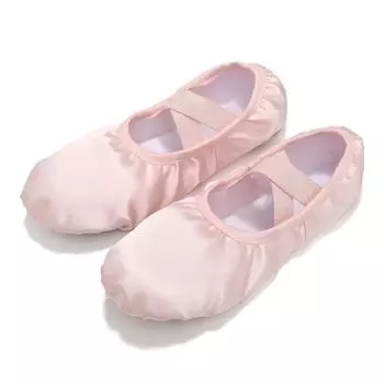 Розовые шелковые детские балетные туфли для тренировок с мягкой подошвой, женские, детские, балетки, балетки, обувь для йоги 30 телесный
