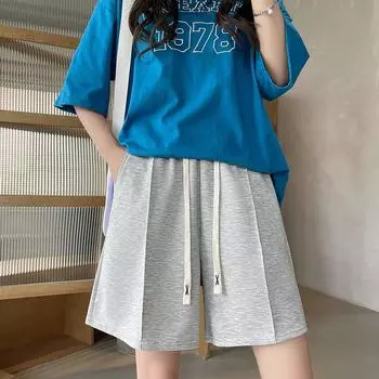 Розовые спортивные шорты для девочек, летние, Five Points, повседневные брюки, свободные, для бега, широкие брюки S чёрный