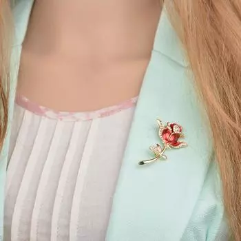 Розовые стразы Высококачественная темпераментная хрустальная брошь Темпераментная женская бижутерия для пальто Свадебный корсаж красный