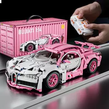 Розовые строительные блоки Roadster Tech Racing Roadster Building Blocks Собранные строительные блоки игрушечный автомобиль подарок на день рождения With box