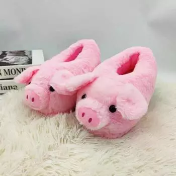 Розовые тапочки Holy Pig, домашняя обувь для пар, женские пушистые шлепанцы, меховые шлепанцы, кавайная домашняя обувь, женские милые плюшевые тапочки Piggy One Size