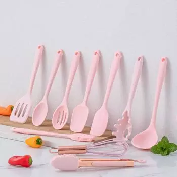 Розовые термостойкие силиконовые кухонные принадлежности, кухонная утварь с антипригарным покрытием, силиконовая лопаточка, кухонные аксессуары, набор кухонных инструментов 4Pcs-A розовый
