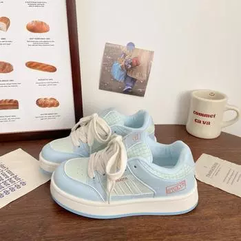 Розовые толстые туфли на платформе женские спортивные весенние новые шикарные нишевые дизайнерские туфли для студентов дышащие маленькие белые туфли 35 бежевый