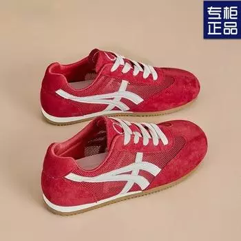 Розовые туфли Dexun женские туфли 2025 новые популярные весенне-летние универсальные туфли Forrest Gump повседневные спортивные дышащие сетчатые кроссовки для доски 35 красный