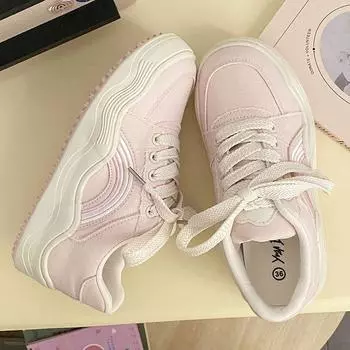 Розовые женские вулканизированные туфли, парусиновые кроссовки, женские туфли на плоской подошве со шнуровкой, женские спортивные кроссовки на платформе весна-осень 2024 35 оранжевый