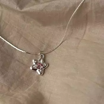 Розовые Звезды Ожерелья Женщины Изысканный Легкий Роскошный Старший Чувство Темперамент Ключица Цепь Ювелирное Изделие Для Вечеринки Подарок