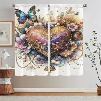 Розовые Звезды Плотные Шторы для Гостиной Перегородки Спальни Шторы 2 Части Шторы Дом и Украшения Кудри Жалюзи W50xH70cmx2pcs-CL