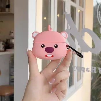 Розовый 3D чехол для наушников Little Beaver для Airpods1 2 3 Мягкий силиконовый защитный чехол для Airpod Pro 2nd Wireless Box с брелком For Airpods 1 2 розовый