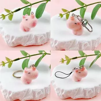Розовый 3D Капибара Флокированный брелок для телефона шнурок Милый мультфильм животное телефонная цепочка брелок для мобильного телефона Подвеска для камеры A3