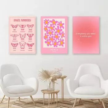 Розовый абстрактный градиент Halo постеры датская пастель бабочка вишня холст живопись и печать фотографии Настенный декор для гостиной 21x30cm No Framed