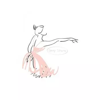 Розовый Абстрактный Постер Линии Балерины Балерина Печать на Холсте Настенное Искусство Картина Современный Минималистичный Декор для Дома Спальни Девочек 21cm30cm NoFrame