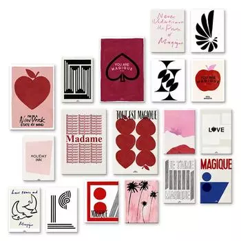 Розовый алфавит Сердце Мода Плакат Печать Холст Картина Абстрактная Настенная Картина Скандинавский Минималистский Винтаж Декоративная Живопись 21*30cm No Frame