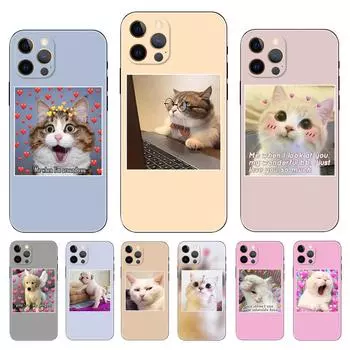 Розовый эстетический чехол для телефона с милым котом для iPhone 5 5S 2020se 6 6s 7 8 plus x 10 XR XS 11 12 13 mini pro MAX, черная задняя крышка из ТПУ iphone 5 5S SE 2016