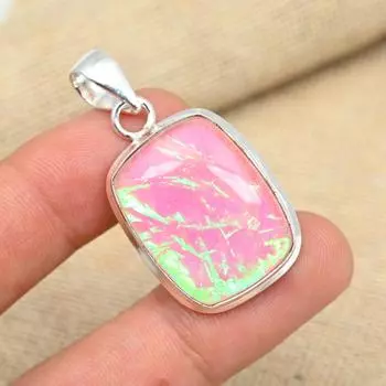 Розовый австралийский тройной опал, драгоценный камень, стерлинговое серебро 925 пробы, дизайнерский ювелирный кулон для подарков 1.57 Inches розовый