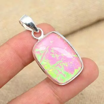 Розовый австралийский тройной опал, драгоценный камень, твердое серебро 925 пробы, женское ювелирное изделие ручной работы, подарочная подвеска 1.57 Inches розовый
