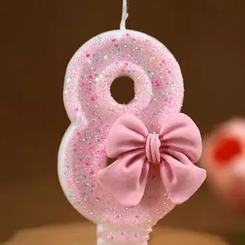 Розовый бант с блестками, цифрами, украшениями для торта на день рождения, свечами, декором для вечеринки в честь Дня памяти, свечами для девочек