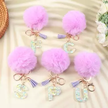 Розовый брелок с блестками от A до Z, металлический держатель для ключей, 26 инициалов, алфавит, кисточка, подвеска, брелок, женская сумка, аксессуары