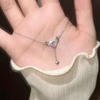 Розовый бриллиантовый браслет Love женский легкий роскошный модный полые крылья ангела сердце циркон ювелирные изделия