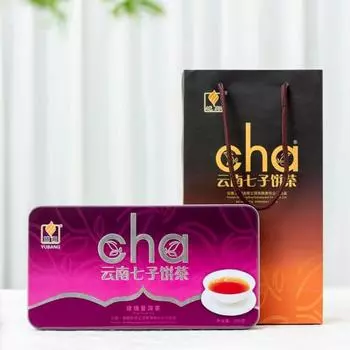 Розовый чай Пуэр Iron Box Yunnan Seven Zi Cake Ripe Tea 200g/7.05oz