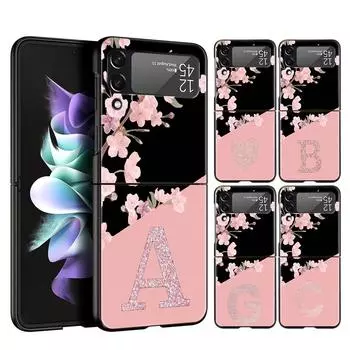Розовый чехол для телефона с буквами и цветами для Samsung Galaxy Z Flip 3 4 5, складной чехол для Samsung Z Flip3 Flip4 Flip5, жесткий чехол для ПК Samsung Z Flip 4