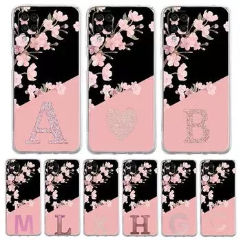 Розовый чехол для телефона с буквами и цветами для Samsung A13 A33 A73 A53 A23 A51 A71 A21S A12 A31 A41 A05s A03S A15 A25 A32 5G, прозрачный чехол Samsung A53 5G
