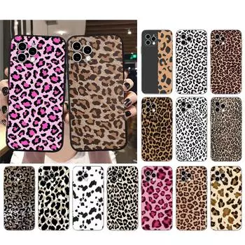 Розовый чехол для телефона с леопардовым принтом для Iphone 14 Pro Max 13 12 11 Pro Max Xs Xr X 12mini 7 8 14 Plus Case Funda iphone 14Pro