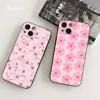 Розовый чехол для телефона с рисунком цветка сакуры для iPhone 14 11 12 Pro 8 7 Plus X Pro MAX 13 MINI XR XS SE 2020 Мягкие чехлы для телефонов с рисунком iphone 14 plus
