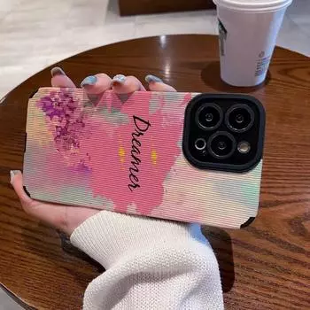 Розовый чехол для телефона с рисунком маслом и цветком для Iphone 13 Pro Max 14 Plus 11 12, мини-противоударный чехол-бампер для Iphone Xr Xs X 7 8 P 6s iphone 6s 6