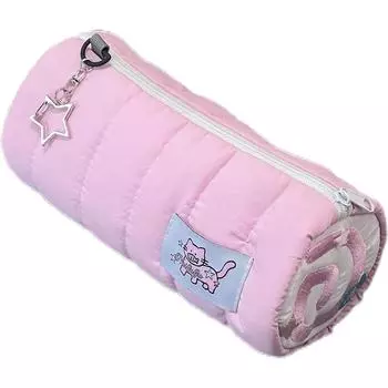Розовый чехол-карандаш в рулоне для полотенец Kawaii, мягкая сумка для хранения ручек, косметичка, мультяшная большая вместимость, студенческие канцелярские принадлежности, школьные принадлежности