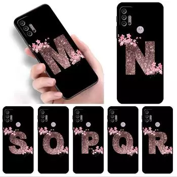 Розовый чехол с цветочной буквой MN для Motorola G60 G30 Edge 30 20 One Fusion G9 Play G8 G9 Power G50 G200 5G, мягкие чехлы для телефонов Moto G60