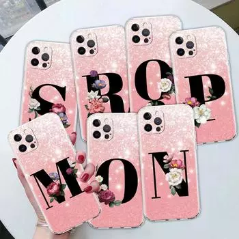 Розовый чехол с надписью NRZ Flowers для Apple iPhone 13 11 12 Pro 7 XR X XS Max 8 6 6S Plus 11Pro, прозрачные мягкие чехлы для телефонов iPhone 6 6S