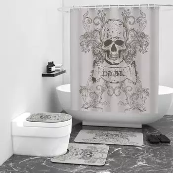 Розовый череп с цифровым принтом, занавеска для душа, чехол для ванной комнаты, водонепроницаемый декор для ванной комнаты W90cm*L180cm