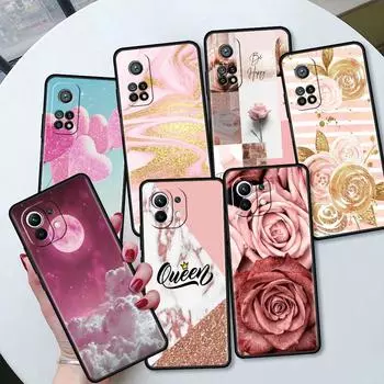 Розовый цветочный чехол Hert Funda для Xiaomi Mi 11 Lite 5G NE 11T Pro 10T 9T Note 10 12 12X 12S Ультрамягкий силиконовый чехол для телефона Mi Note 10 Lite