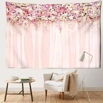 Розовый цветочный фон гобелен настенный простой художественный современный стиль богемный вечерние украшения для гостиной и дома 100x75cm