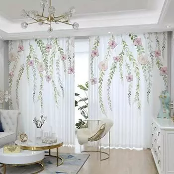 Розовый цветок цветочный лист девочка 2 шт детские шторы на окна жалюзи для детской спальни гостиной ванной комнаты кухни двери домашнего декора W50 X H130(CM)X2&Hook