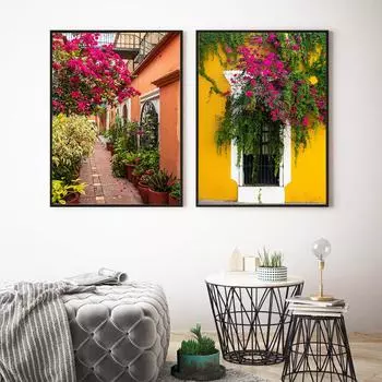 Розовый цветок Фотография Плакат на скандинавскую тему Картина на холсте 21cm30cm NoFrame