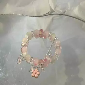 Розовый цветок кулон бисерный браслет-цепочка милый браслет для женщин модный ювелирный подарок