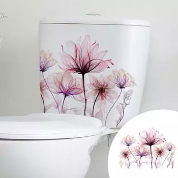 Розовый цветок наклейка на унитаз Съемная самоклеящаяся водонепроницаемая ПВХ гостиная настенная живопись ванная комната украшение на крышку унитаза