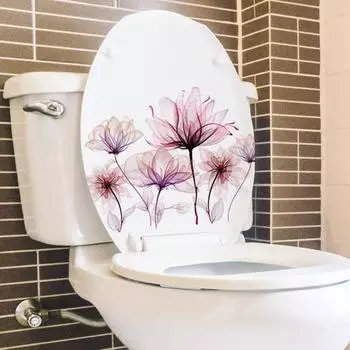 Розовый цветок наклейка на унитаз Съемная самоклеящаяся водонепроницаемая ПВХ гостиная настенная живопись ванная комната украшение на крышку унитаза Stickers