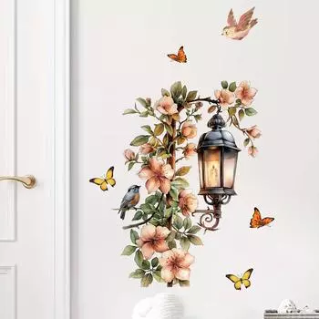 Розовый цветок подвесной светильник настенная наклейка съемный настенный декор водонепроницаемый стерео цветок домашнее украшение для спальни 30x60CM