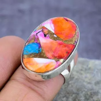 Розовый Dahila Spiny Oyster Gemstone 925 Sterling Silver Ring Ювелирные изделия всех размеров 4 розовый