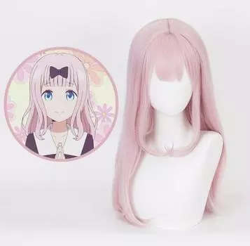 Розовый длинный парик 60 см, Фудзивара Чика, женский костюм для косплея Кагуя-сама, термостойкие синтетические волосы, карнавальный парик для вечеринки 60cm розовый